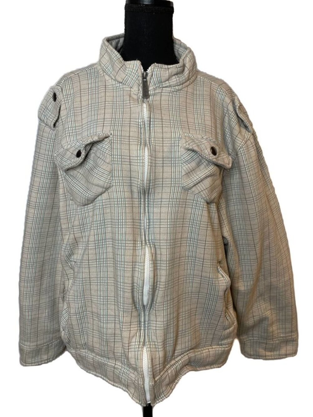 MK Machine Plaid Jacket Men’s XL Zip Front Lightweight Grunge Shacket